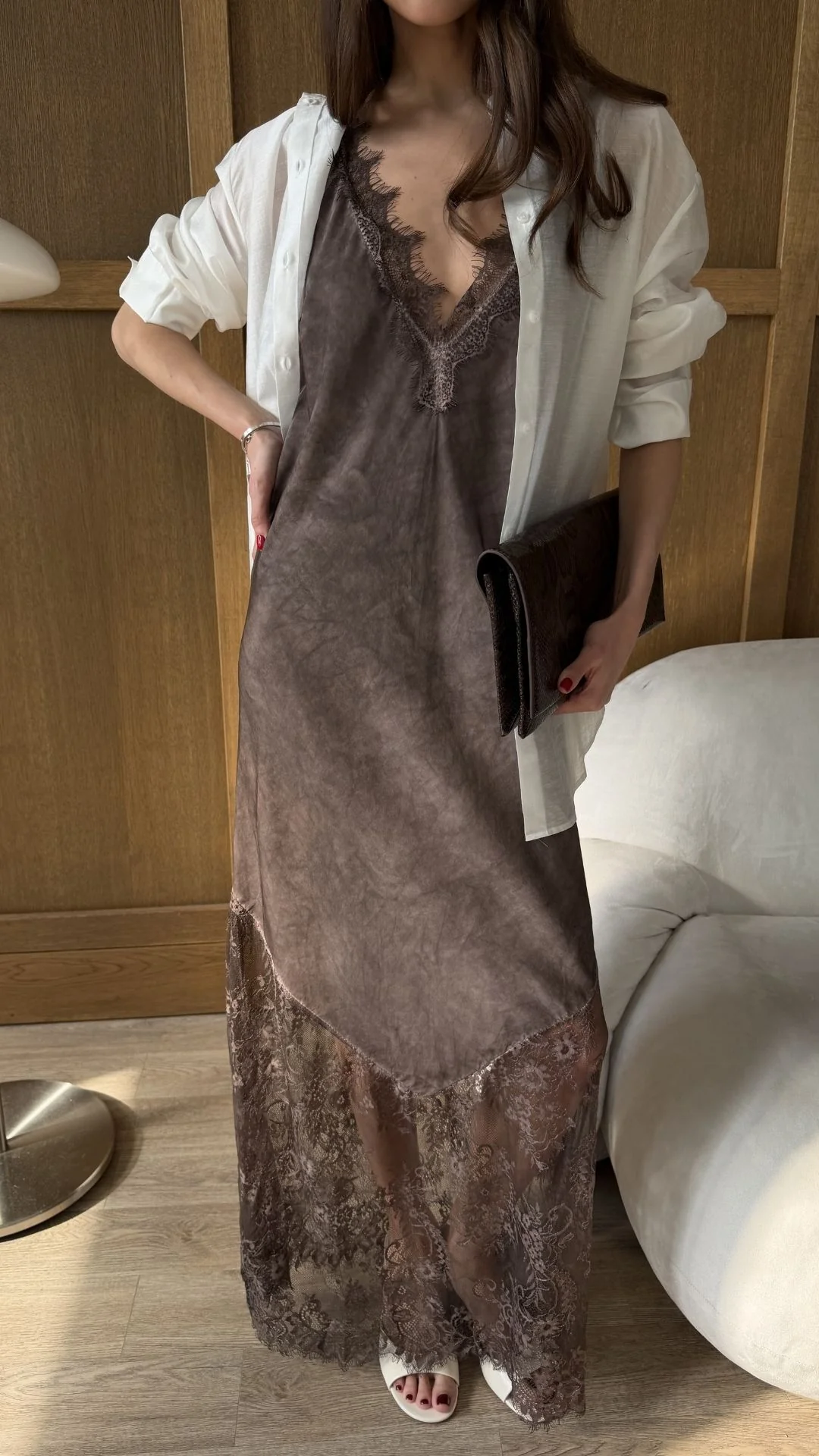 Solange Slip Dress - Espresso - Image 8