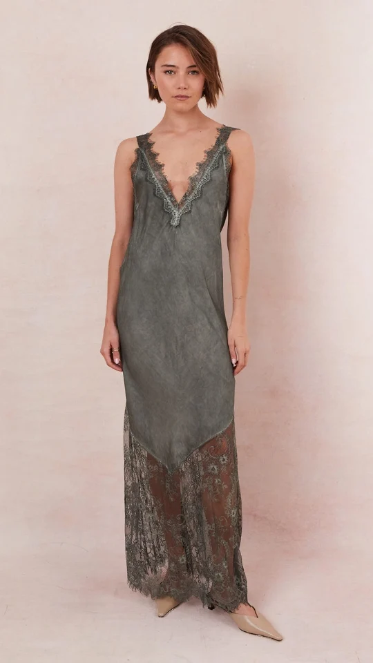 Solange Slip Dress- Khaki - Image 5