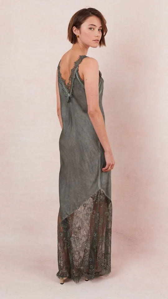 Solange Slip Dress- Khaki - Image 6