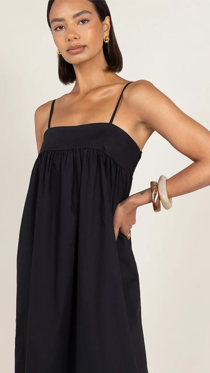 Tara Cotton Dress - Black - Image 3