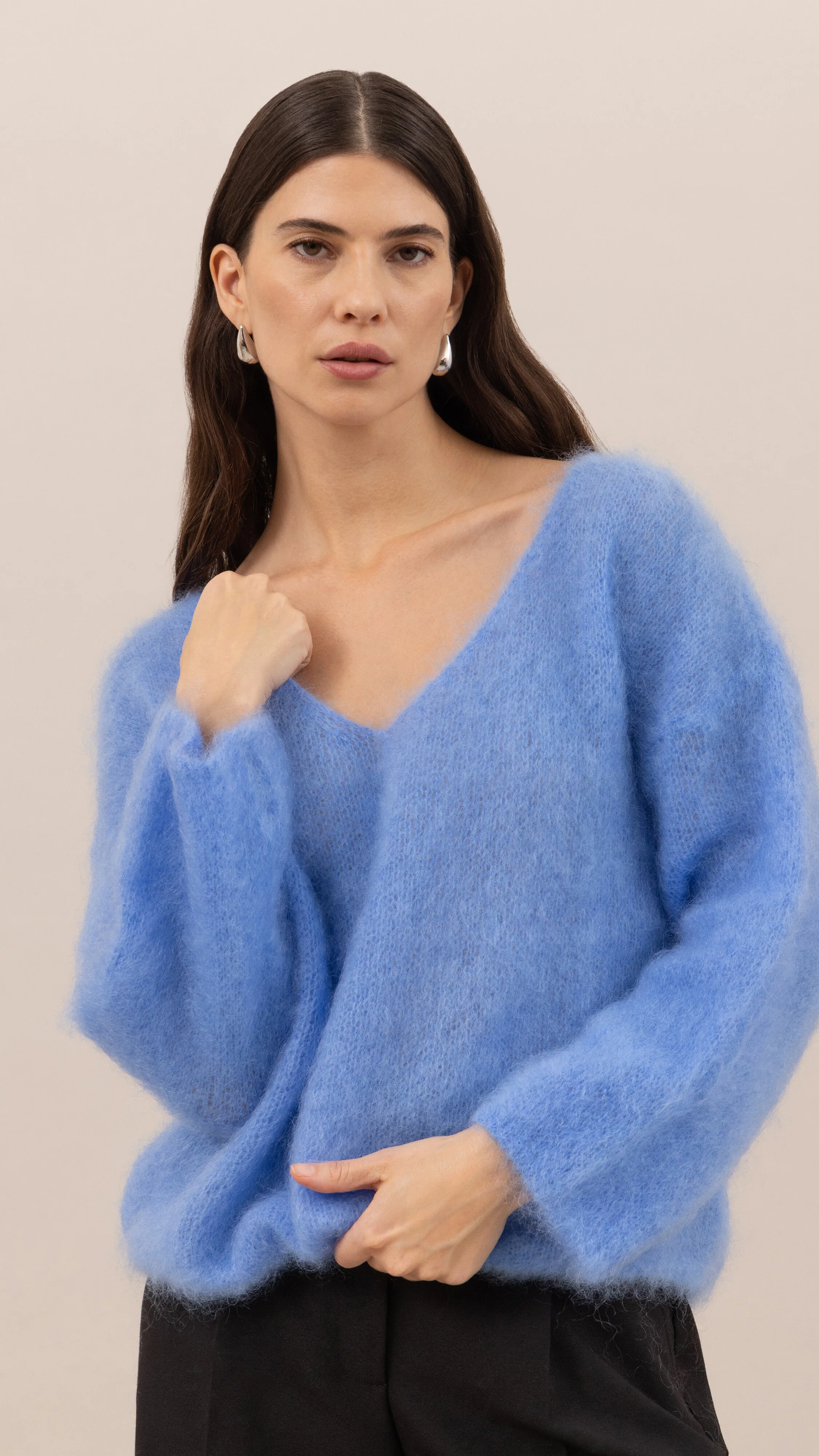 Tess Mohair V-Neck Sweater - Sky - Image 3
