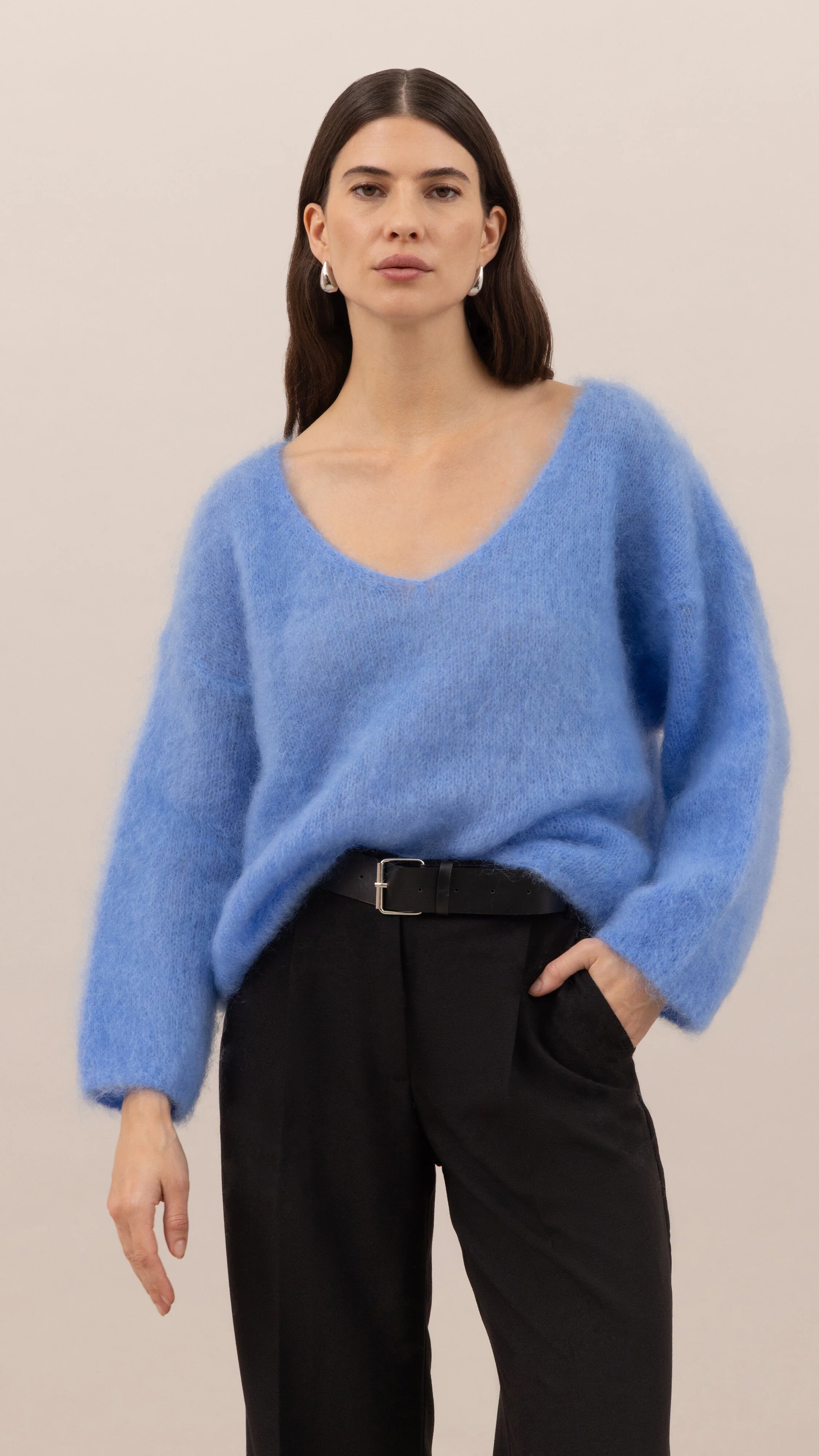 Tess Mohair V-Neck Sweater - Sky - Image 6