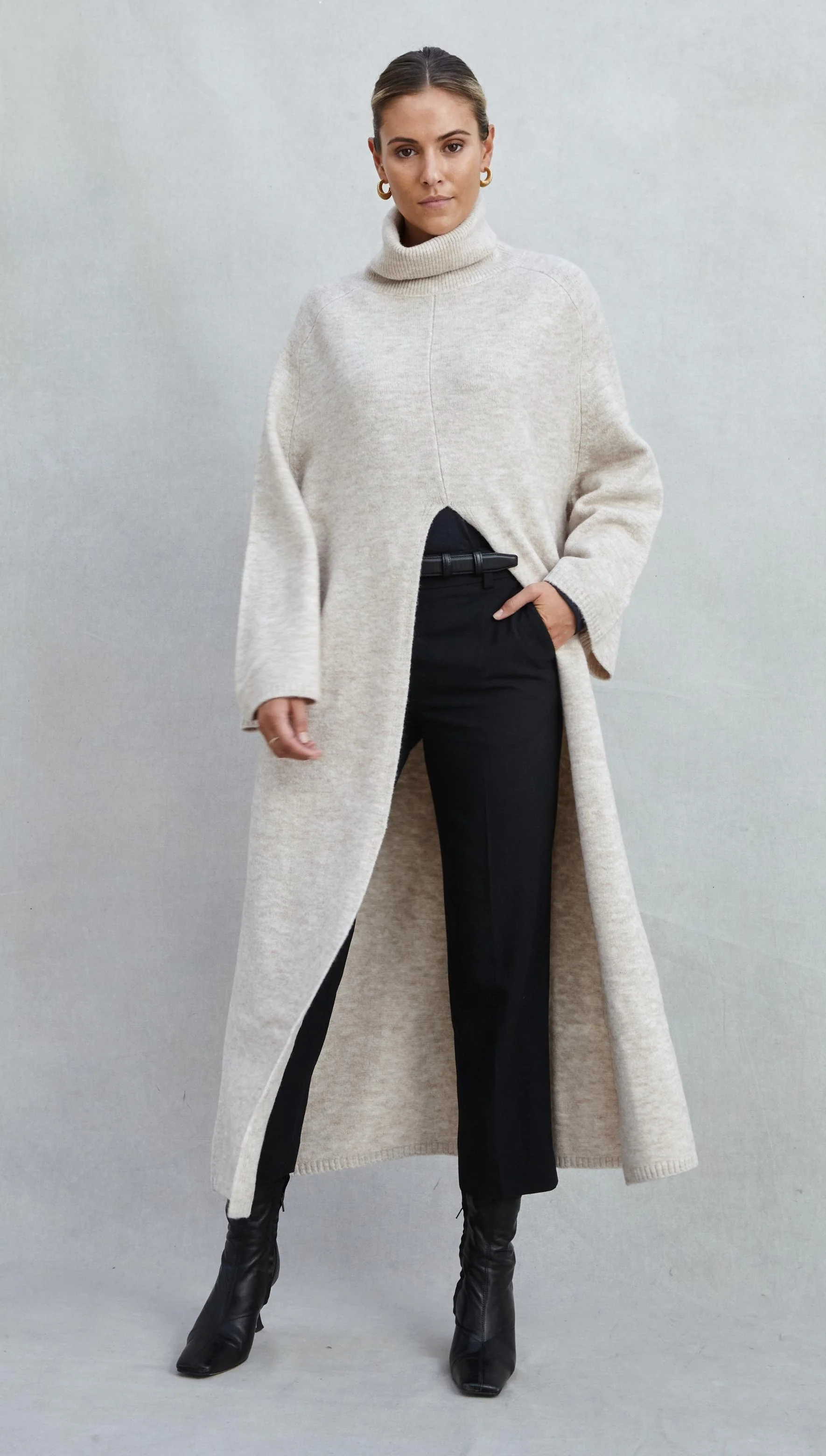 Vivienne Sweater Dress - Sand - Image 8