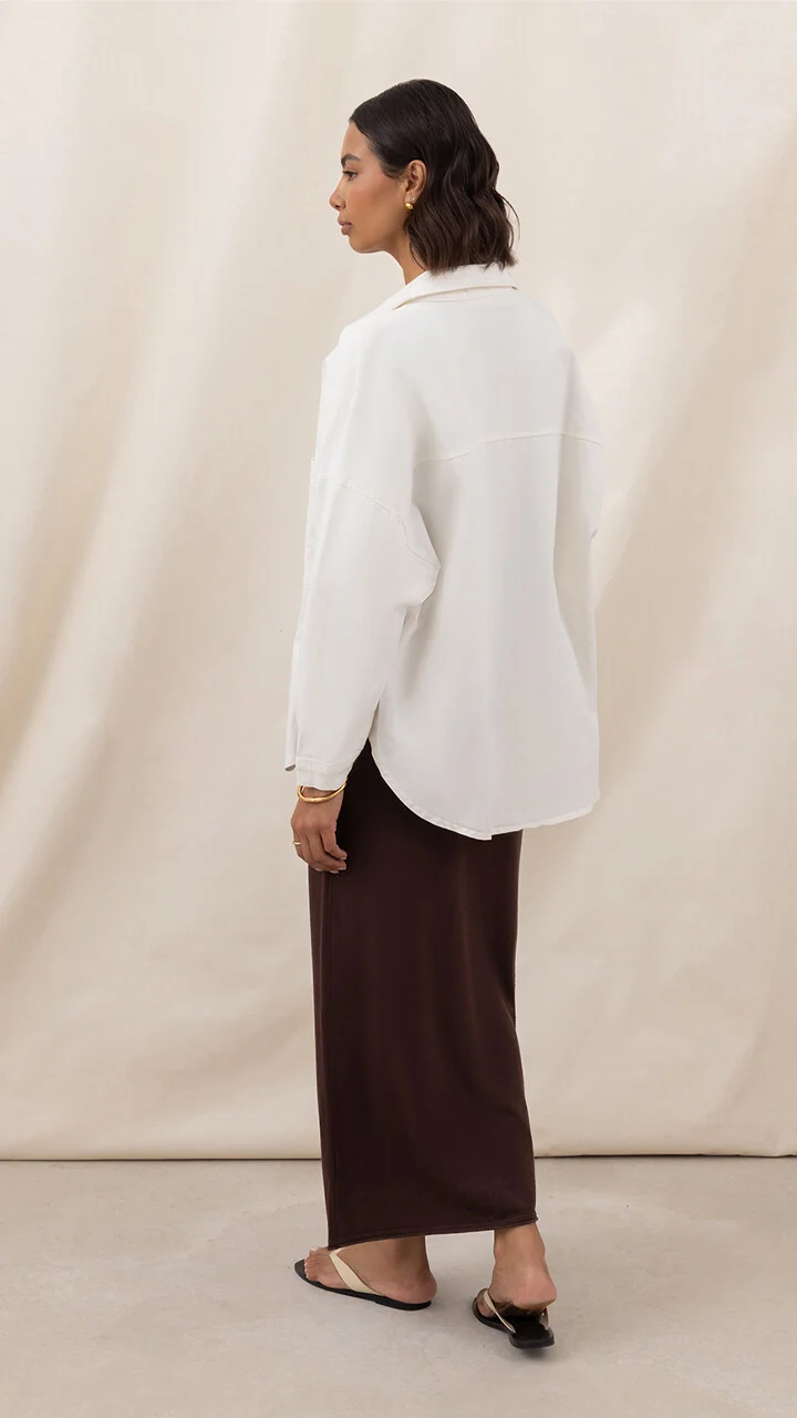 Wyatt Cotton Twill Overshirt - Ecru - Image 3
